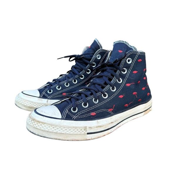 Converse Chuck Taylor All Star 70 Hi Black Embroidered Lips Sneaker 9.5 /  11.5 - Picture 13 of 15